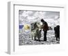 Yak and Sherpa, Nepal-Michael Brown-Framed Photographic Print