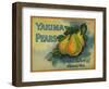 Yakima Pears Crate Label - Toppenish, WA-Lantern Press-Framed Art Print