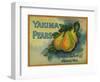 Yakima Pears Crate Label - Toppenish, WA-Lantern Press-Framed Art Print