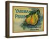 Yakima Pears Crate Label - Toppenish, WA-Lantern Press-Framed Art Print