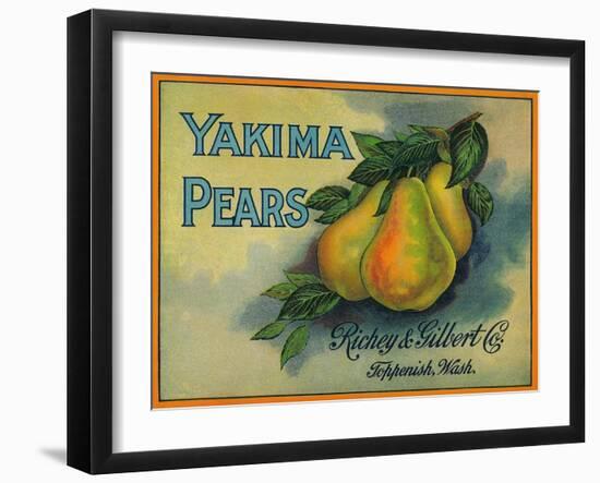 Yakima Pears Crate Label - Toppenish, WA-Lantern Press-Framed Art Print