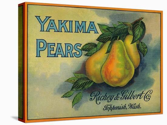 Yakima Pears Crate Label - Toppenish, WA-Lantern Press-Stretched Canvas