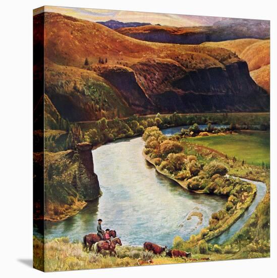 "Yakima River Cattle Roundup", May 10, 1958-John Clymer-Stretched Canvas