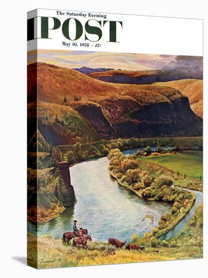 "Yakima River Cattle Roundup" Saturday Evening Post Cover, May 10, 1958-John Clymer-Stretched Canvas