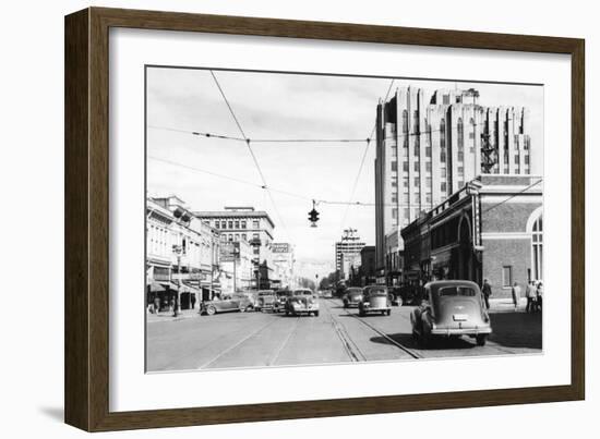 Yakima, WA Main Street View Photograph - Yakima, WA-Lantern Press-Framed Art Print