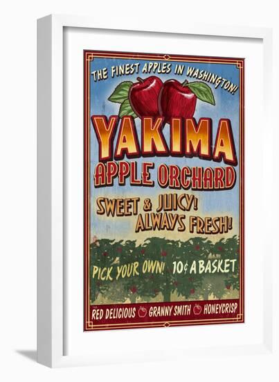 Yakima, Washington - Apple Orchard-Lantern Press-Framed Art Print