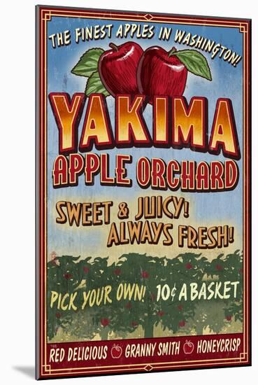 Yakima, Washington - Apple Orchard-Lantern Press-Mounted Art Print