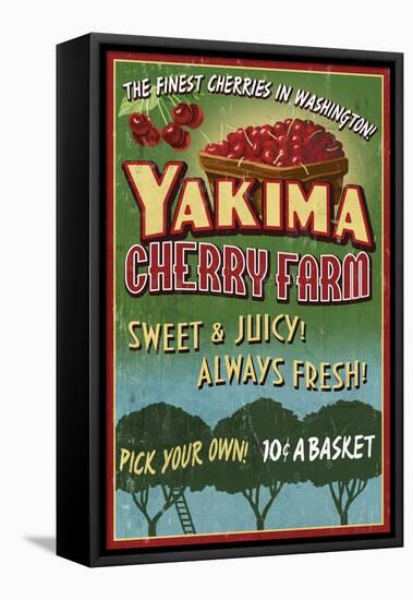 Yakima, Washington - Cherries-Lantern Press-Framed Stretched Canvas