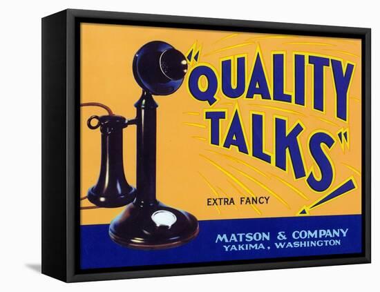 Yakima, Washington, Quality Talks Brand Apple Label-Lantern Press-Framed Stretched Canvas