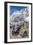 Yaks and herders on a trail to Everest Base Camp.-Lee Klopfer-Framed Photographic Print