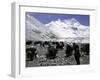 Yaks and Sherpas at the Foot of Himalayan Mountain Range-Michael Brown-Framed Premium Photographic Print