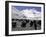 Yaks and Sherpas at the Foot of Himalayan Mountain Range-Michael Brown-Framed Photographic Print