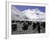 Yaks and Sherpas at the Foot of Himalayan Mountain Range-Michael Brown-Framed Photographic Print
