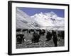 Yaks and Sherpas at the Foot of Himalayan Mountain Range-Michael Brown-Framed Photographic Print