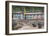 Yaks in front of teahouse, Nepal.-Lee Klopfer-Framed Photographic Print