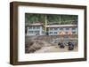 Yaks in front of teahouse, Nepal.-Lee Klopfer-Framed Photographic Print