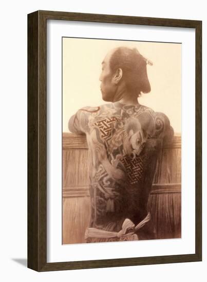 Yakuza with Tattooed Back-null-Framed Art Print