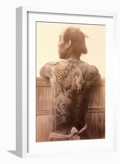 Yakuza with Tattooed Back-null-Framed Art Print