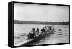 Yale Rowing Crew During Practice Photograph - New Haven, CT-Lantern Press-Framed Stretched Canvas