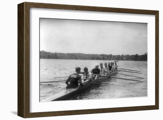 Yale Rowing Crew During Practice Photograph - New Haven, CT-Lantern Press-Framed Art Print