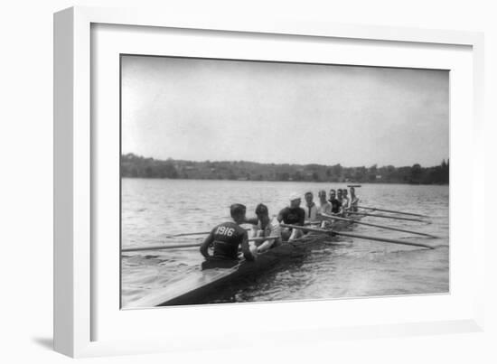 Yale Rowing Crew During Practice Photograph - New Haven, CT-Lantern Press-Framed Art Print