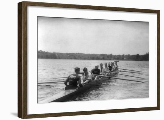 Yale Rowing Crew During Practice Photograph - New Haven, CT-Lantern Press-Framed Art Print