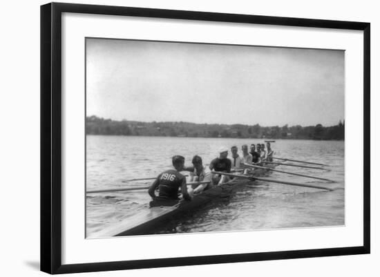 Yale Rowing Crew During Practice Photograph - New Haven, CT-Lantern Press-Framed Art Print