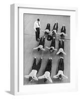 Yale University Swimmers Do Strengthening Exercises on Floor of Gym-Alfred Eisenstaedt-Framed Photographic Print