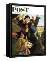 "Yale vs. Harvard," Saturday Evening Post Cover, November 19, 1960-George Hughes-Framed Stretched Canvas