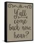 Yall Come Back Distressed Treatment-Leslie Wing-Framed Stretched Canvas