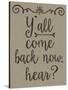 Yall Come Back Distressed Treatment-Leslie Wing-Stretched Canvas