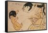 Yama-Uba, the Woman of the Mountain, with Kintoki, Her Baby-Kitagawa Utamaro-Framed Stretched Canvas