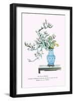 Yamanashi & Takejimayuri (Wild Pear And Lily) In a Blue And White Porcelain Vase-Josiah Conder-Framed Art Print