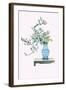 Yamanashi & Takejimayuri (Wild Pear And Lily) In a Blue And White Porcelain Vase-Josiah Conder-Framed Art Print