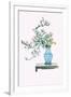 Yamanashi & Takejimayuri (Wild Pear And Lily) In a Blue And White Porcelain Vase-Josiah Conder-Framed Art Print