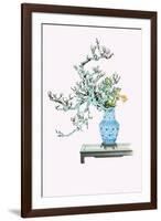 Yamanashi & Takejimayuri (Wild Pear And Lily) In a Blue And White Porcelain Vase-Josiah Conder-Framed Art Print