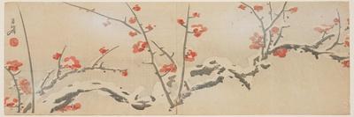 Flowering Plums in Snow, C.1818-29-Yamaoka Gepp?-Stretched Canvas