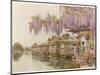 Yamata and Mizu: Two Geishas in an Idyllic Waterside Setting (Mizu Is Japanese for Water)-null-Mounted Photographic Print