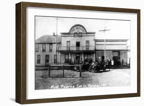 Yampa, Colorado - First Touring Car in Town, Antlers Hotel-Lantern Press-Framed Art Print