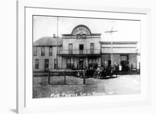 Yampa, Colorado - First Touring Car in Town, Antlers Hotel-Lantern Press-Framed Art Print