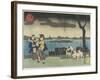 Yanagibashi Bridge at Ryogoku, 1830-1844-Utagawa Kuniyoshi-Framed Giclee Print