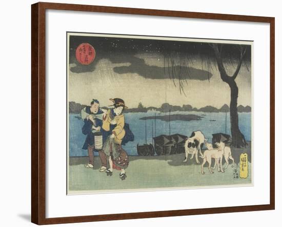 Yanagibashi Bridge at Ryogoku, 1830-1844-Utagawa Kuniyoshi-Framed Giclee Print
