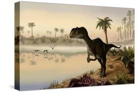 Yangchuanosaurus Eats the Carrion of a Dead Animal-null-Stretched Canvas