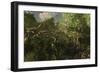 Yangchuanosaurus Spies on a Group of Mamenchisaurus-null-Framed Premium Giclee Print