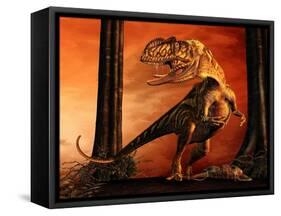 Yangchuanosaurus Standing over His Prey-null-Framed Stretched Canvas