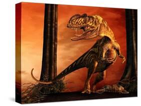 Yangchuanosaurus Standing over His Prey-null-Stretched Canvas