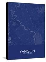 Yangon, Myanmar Blue Map-null-Stretched Canvas