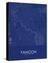 Yangon, Myanmar Blue Map-null-Stretched Canvas