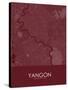 Yangon, Myanmar Red Map-null-Stretched Canvas