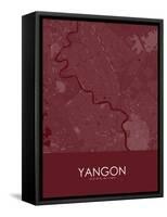 Yangon, Myanmar Red Map-null-Framed Stretched Canvas